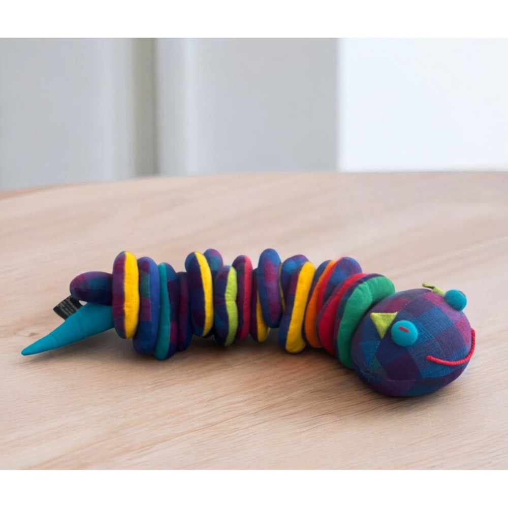 Barbara Sansoni Barefoot (Sri Lanka) Vintage Colorful Caterpillar Donut Ring Toy